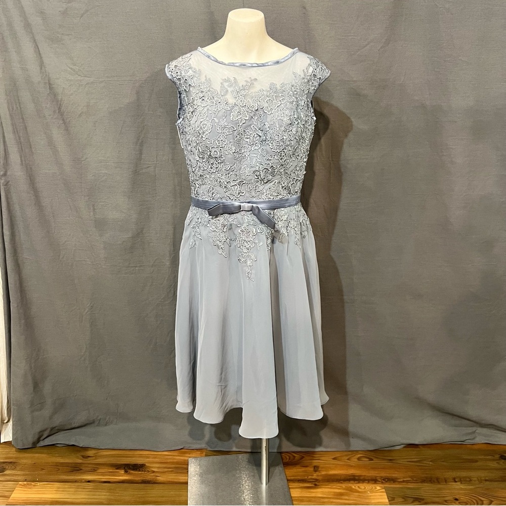 Chic Lace Overlay Light Blue Dress